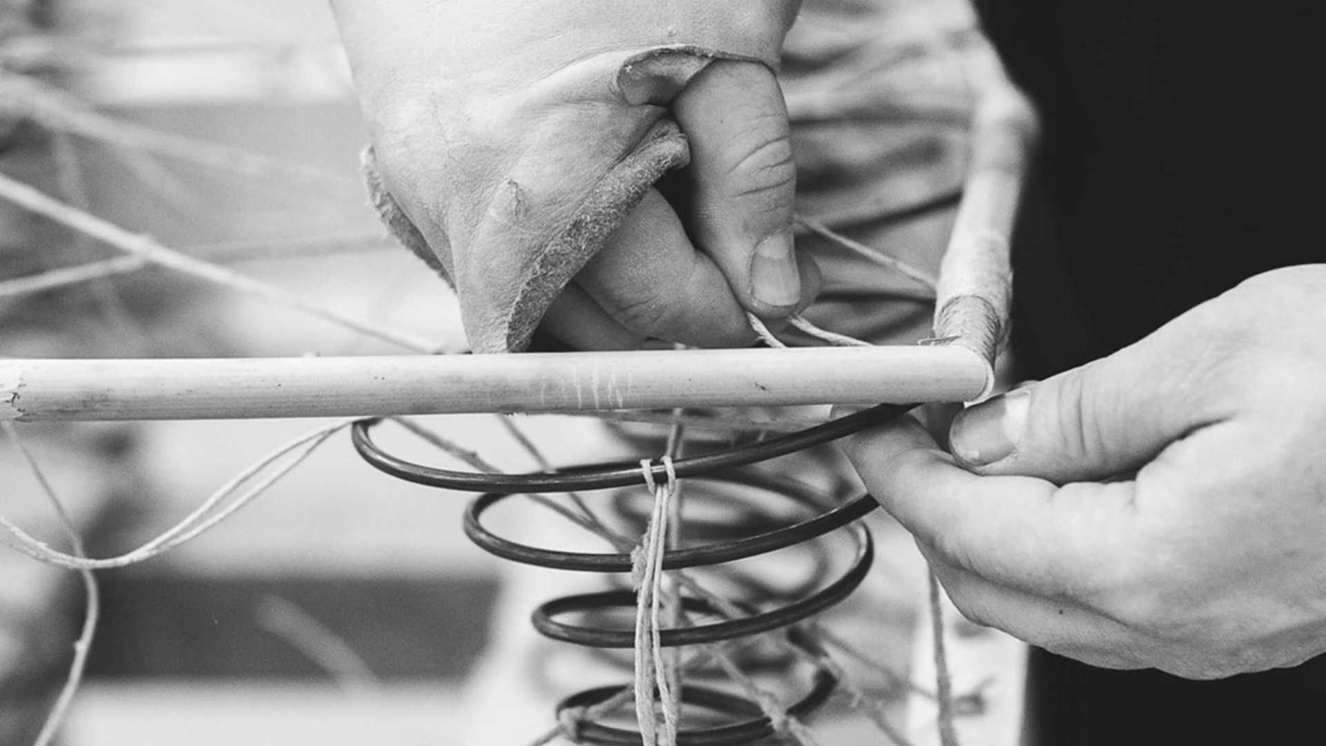 A rope attaching a spring