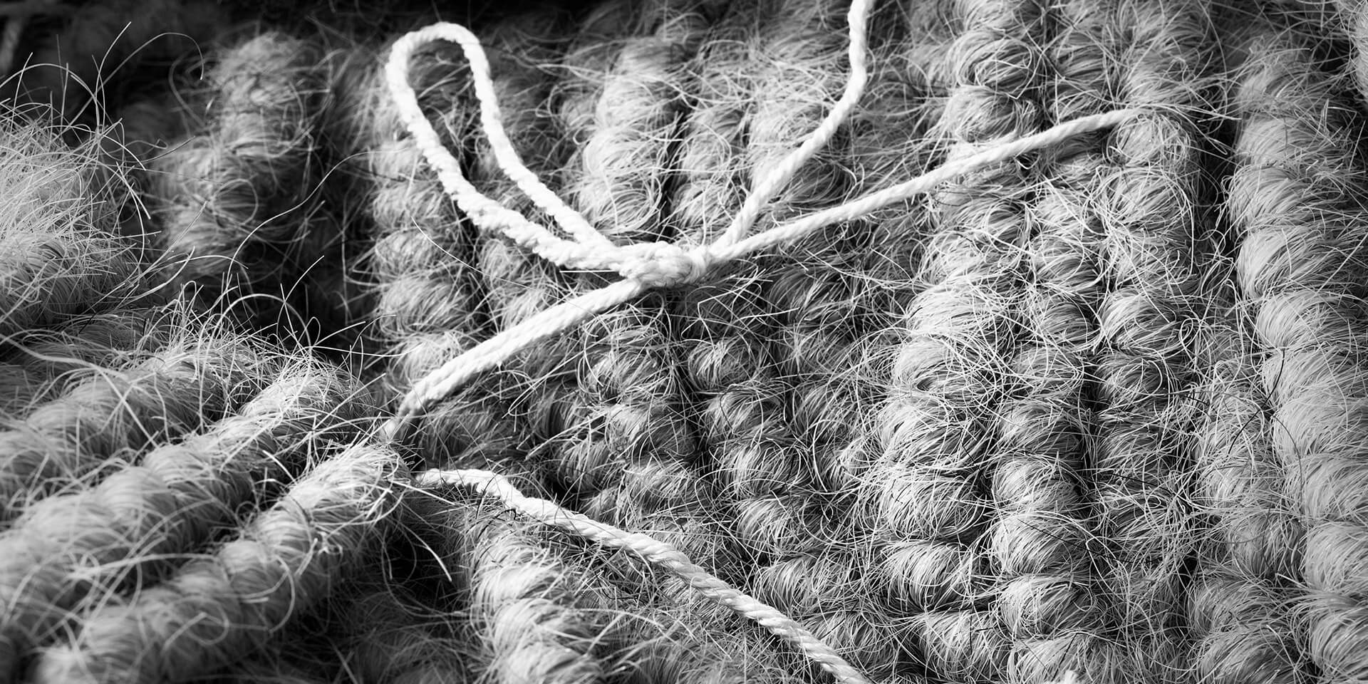 A close-up of plaited horse tail, which is used to create our luxurious mattresses and bed bases.