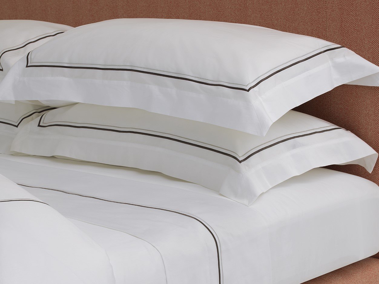 Savoir percale oxford pillowcase with charcoal cording