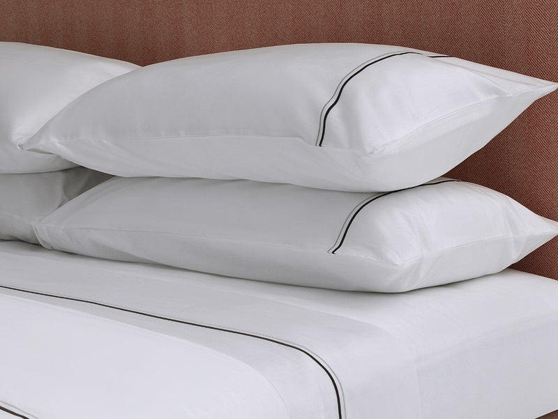 Savoir percale cambridge pillowcase with charcoal cording