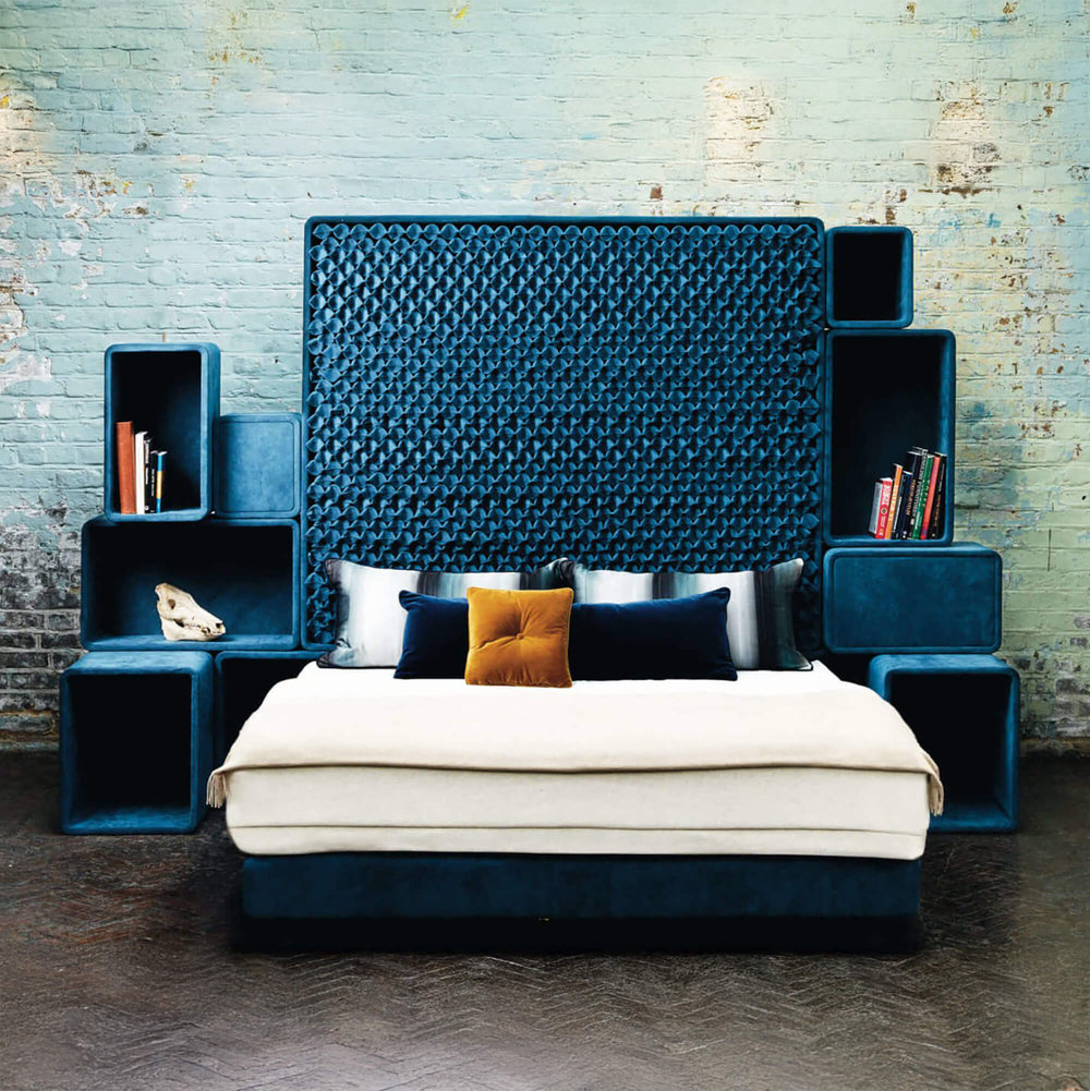 Savoir B bed completely dressed with cushions