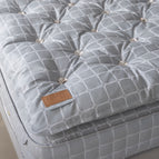 Corner of a Savoir HC topper on grey mattress