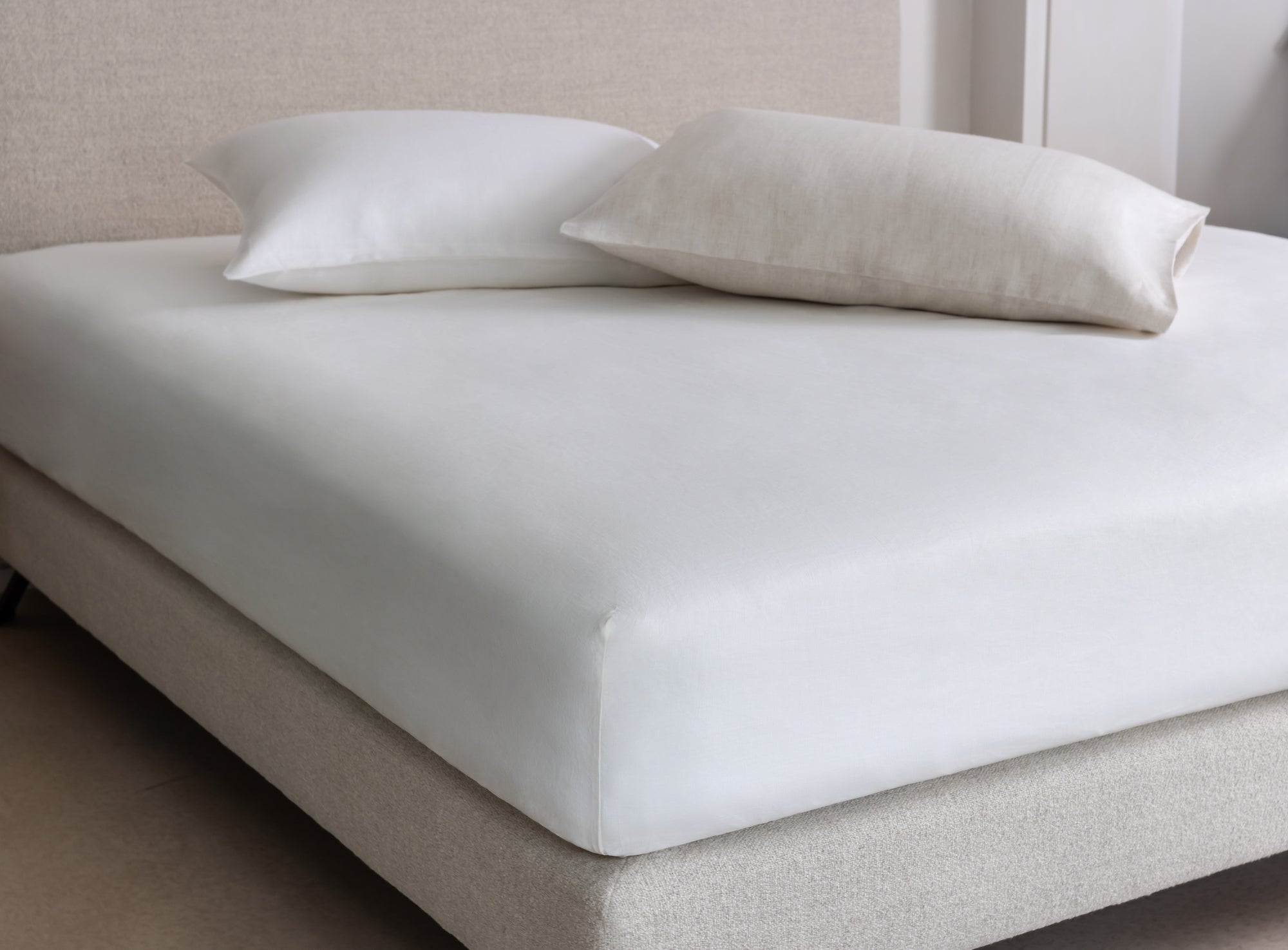 Linen & Tencel Fitted Sheet - Soft White