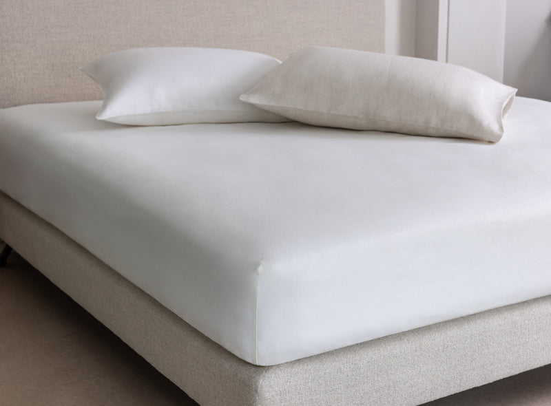 Drap-housse an blanc douc, lin et Tencel