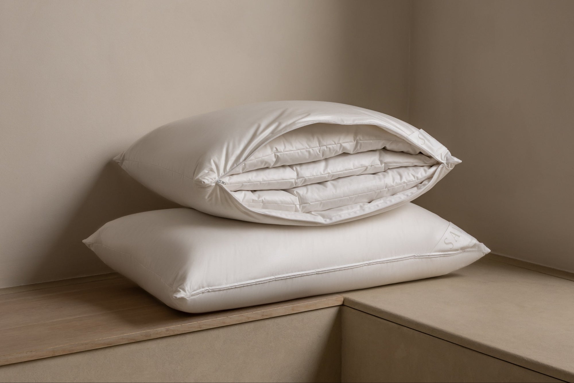 Savoir multi tension pillow unzipped o show three layers