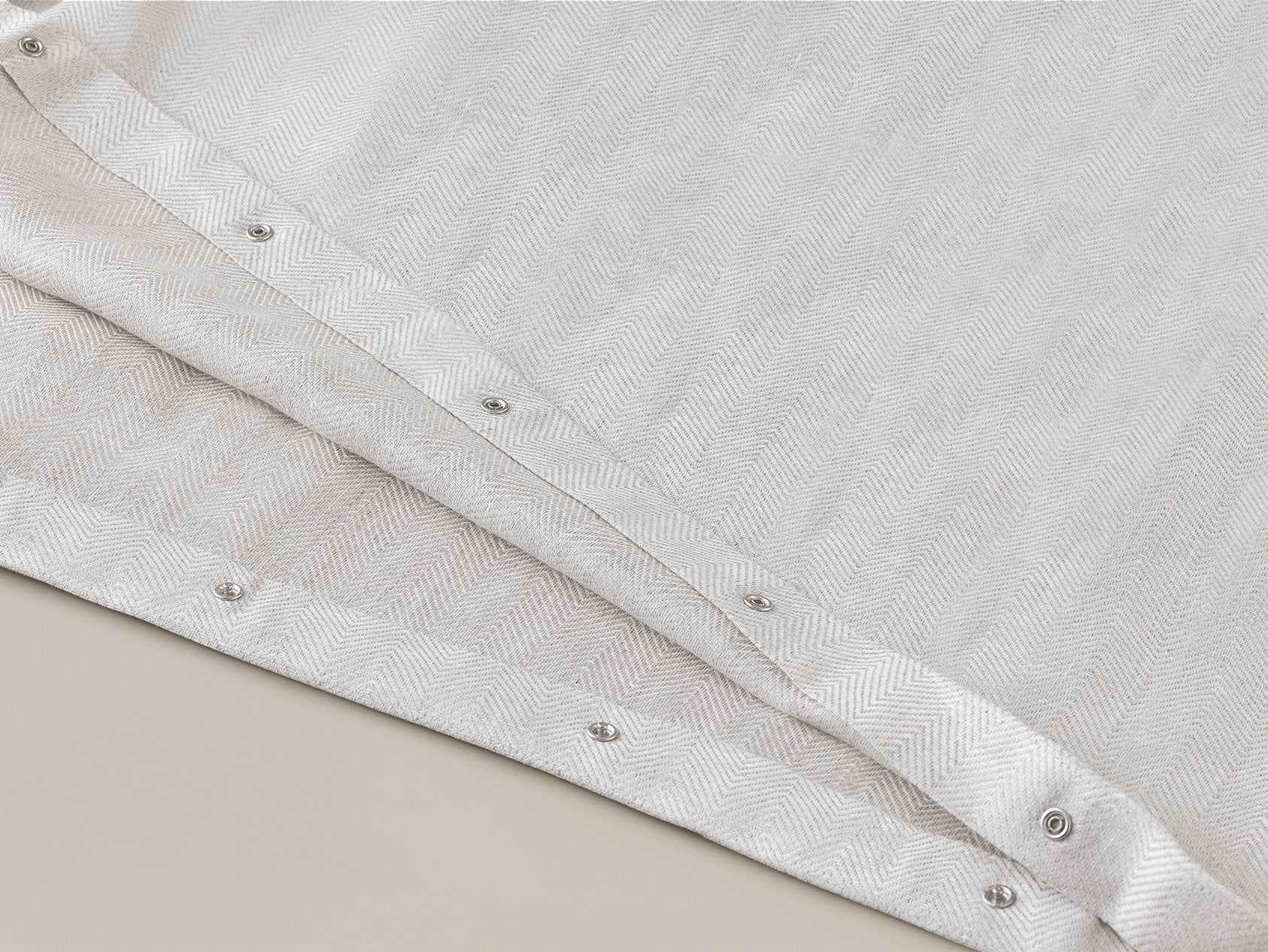 Oatmeal Herringbone duvet over details