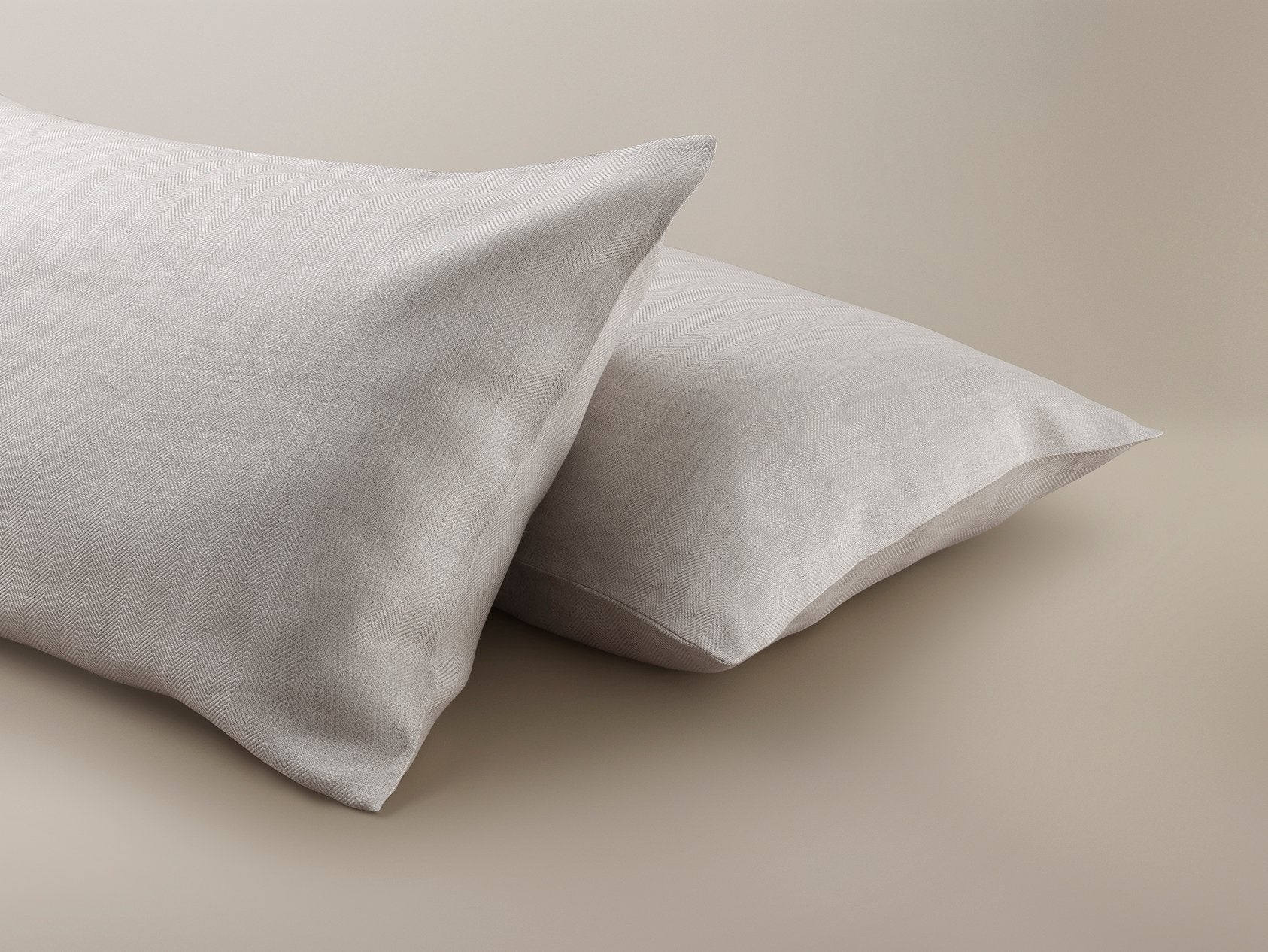 Herringbone pillowcase pair in an oatmeal colour