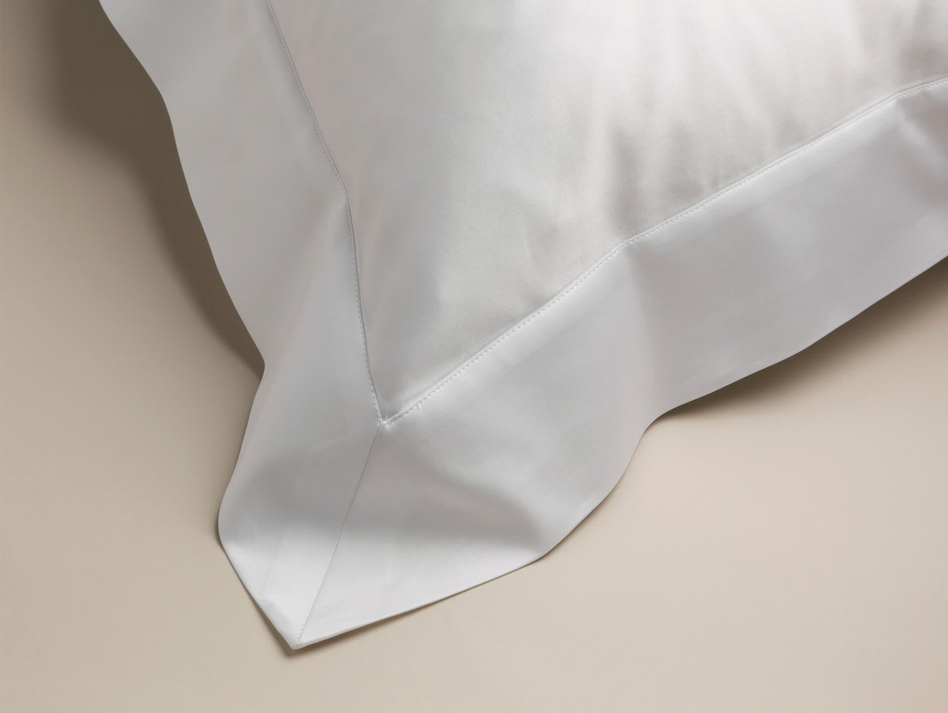 Corner view of an Oxford Giza cotton pillowcase