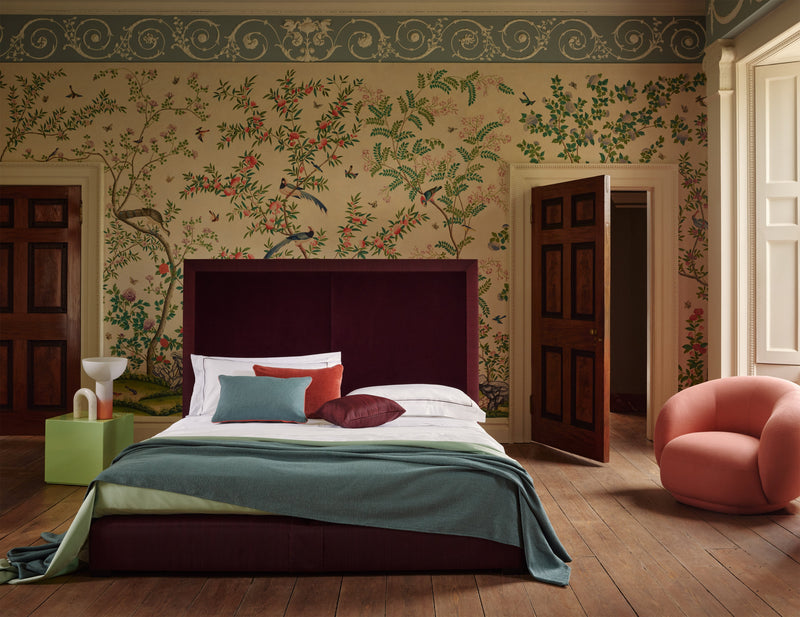 Savoir Max bed with capacious panels and rich textures