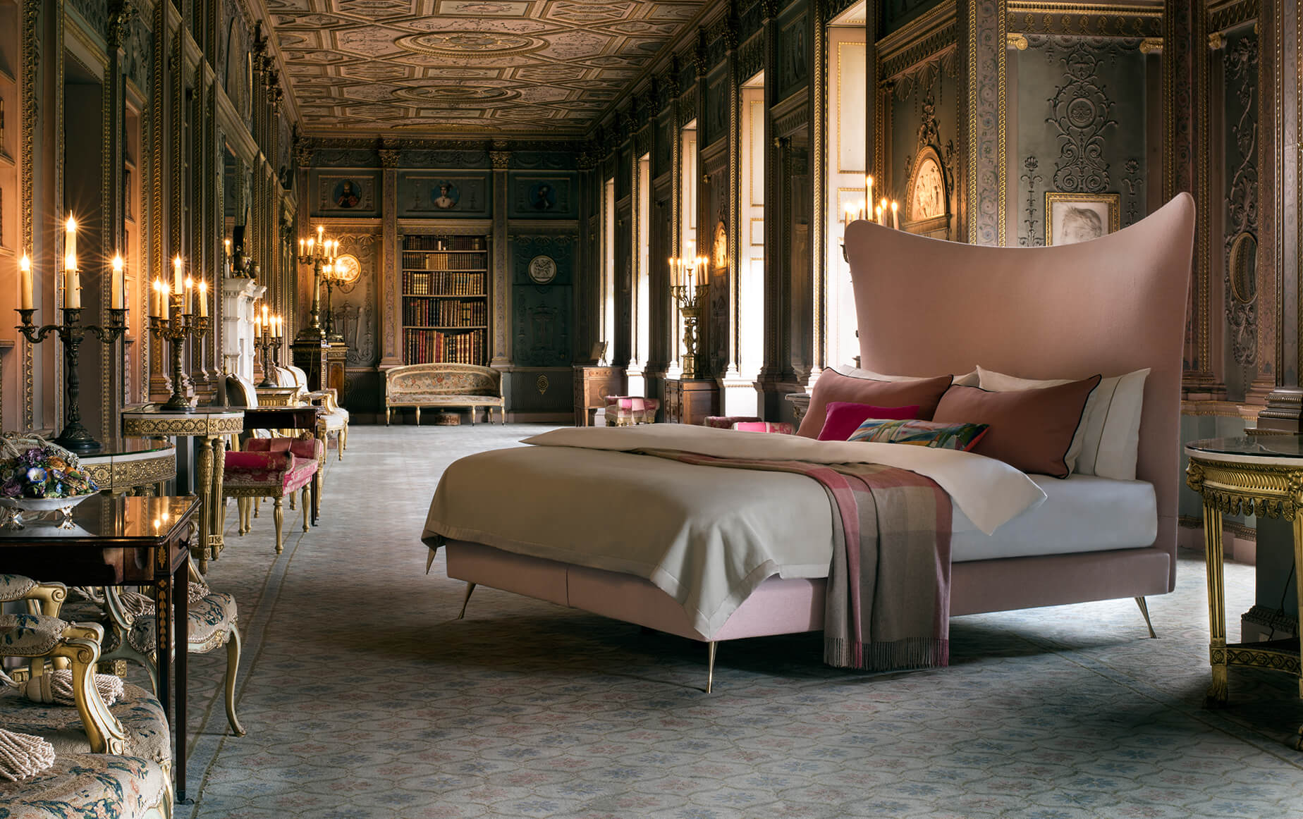 Amelia No 3 bed set photographed and completely dressed on a sumptuous  room