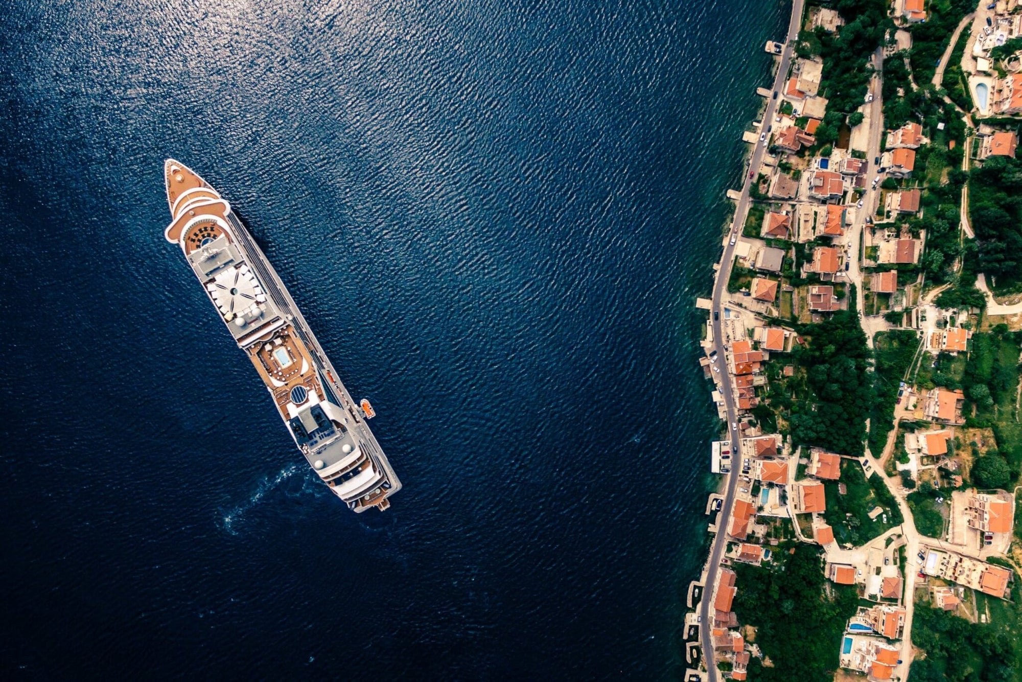 A large yacht on water